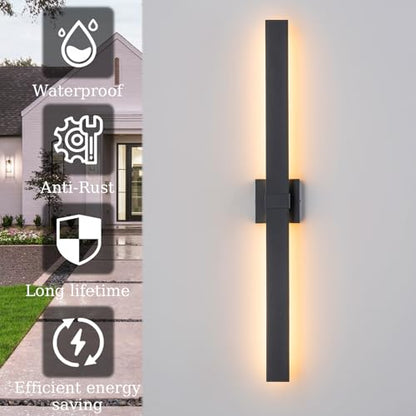 39.4" Long Outdoor Wall Lights Modern LED Exterior Lighting Fixtures Matte Black Outdoor Sconces Wall Lighting for House Front Door Porch Garage Patio (Black / 39.4 inch-1 Pack)