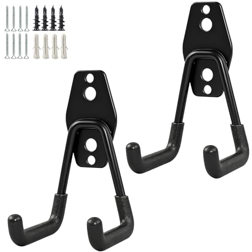 2 Pack Garage Storage Utility Hooks (Matte Black)