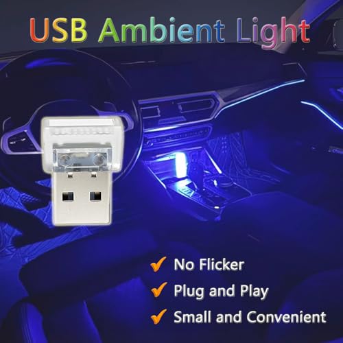 2 Pcs USB LED Car Interior Atmosphere Lamp (Multi)