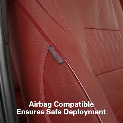Custom Fit Tacoma Front Car Seat Covers for Toyota Tacoma (Leather (Burgundy) / 2024-2026 (Petrol & Hybrid) Only 1st Row)
