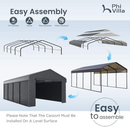 12x20 Carport (Grey with sidewalls / 12x20ft)