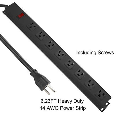 HHOSET Heavy Duty Long 8 Outlets (Black / 3ft)