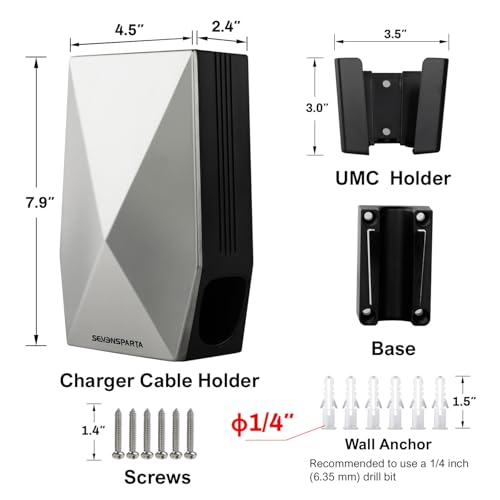Aluminum Charging Cable Holder Wall Mount for Tesla Charger (Aluminum Silver)