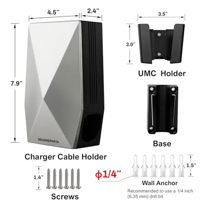 Aluminum Charging Cable Holder Wall Mount for Tesla Charger (Aluminum Silver)