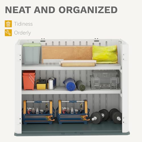 2 Pack Resin Storage Shed Shelves (Shelf-35 Cu Ft / Light Gray)