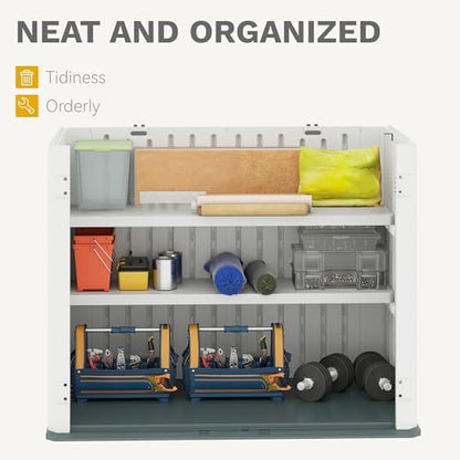 2 Pack Resin Storage Shed Shelves (Shelf-35 Cu Ft / Light Gray)