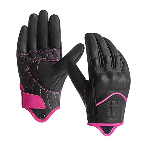 Ladies Full Finger Touch Motorcycle Gloves GL016 PINKBlack L (Large / Pink/Black)