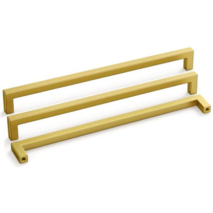 20 Pack 12-3/5" Gold Cabinet Handles Brushed Brass Drawer Pulls (Brushed Brass / 12-3/5 inch hole centers)