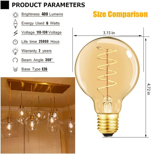 Vintage LED Spiral Filament Bulb G25 (G25-4.72in)