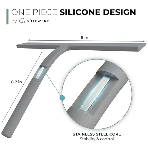 Silicone Shower Squeegee with 3 (Gray / 9 Inches)
