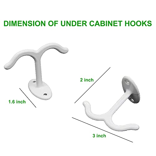 10 Pcs Zinc Alloy Ceiling Double Hook Cabinet Wardrobe Coat Towel Hat Hook Hooks Under Cabinet Shelf (White)