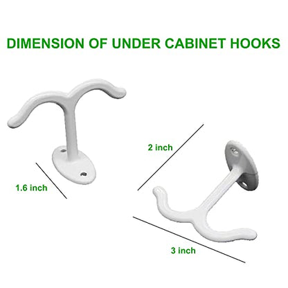 10 Pcs Zinc Alloy Ceiling Double Hook Cabinet Wardrobe Coat Towel Hat Hook Hooks Under Cabinet Shelf (White)
