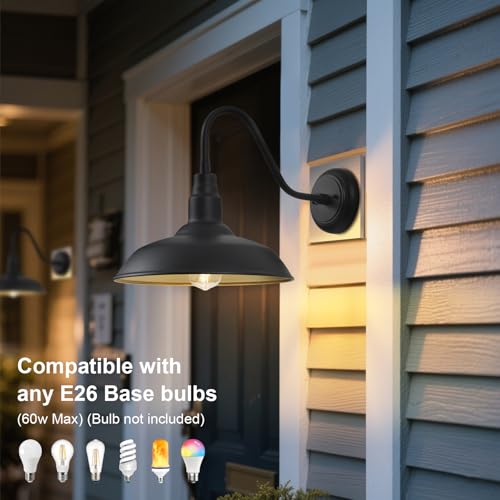 14in Dome Large Outdoor Barn Lights (Black and Brass / 14" Dome)