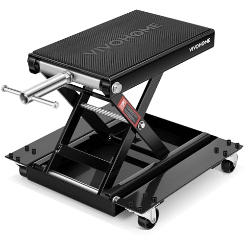 1100 Lbs Motorcycle Lift Jack with Dolly Wheels (Black)