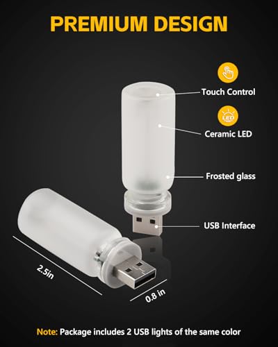 2PCS USB Light for Car (Blue / Frosted Glass)