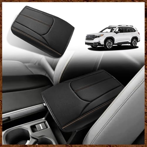 Armrest Cover for Subaru Forester 2025+ (21) 25+ |Forester| Black/Brown Stitching, Regular)