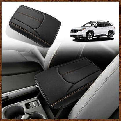 Armrest Cover for Subaru Forester 2025+ (21) 25+ |Forester| Black/Brown Stitching, Regular)