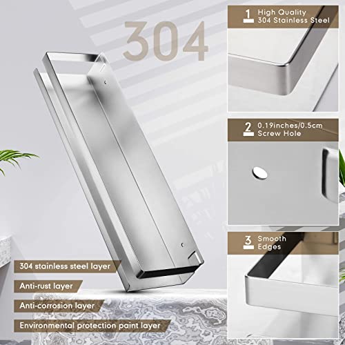 2 Pieces Stainless Steel Shelf Bathroom Shower Floating Shelves Wall Mounted Shower Caddy Basket Shelf Storage Organizer Shelves for Bathroom (15.75 Inch/ 40 cm / Silver)