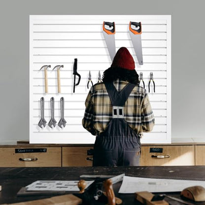Slatwall Panel Wall Storage Systems (4x4ft / White)