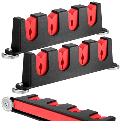 2 Pcs Magnetic Fishing Rod Holder for Car Fishing Pole Rack Vertical Rod Storage Holders for Truck Bed Boat Wall Garage Door (Red / 4 Rods)