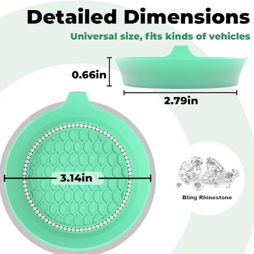 2 PCS Car Cup Coasters (Green*2pcs / With Diamonds)