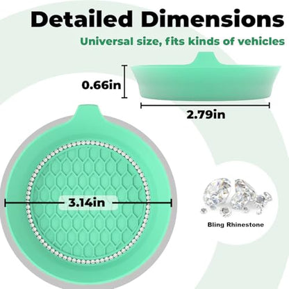 2 PCS Car Cup Coasters (Green*2pcs / With Diamonds)