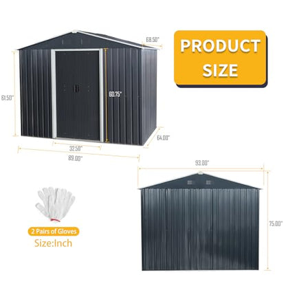6x8 FT Outdoor Storage Shed (6x8 FT/No Window / Black)