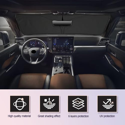 for 2024 2025 Lexus GX550 Windshield Sun Shade 2025 Lexus GX550 Windshield Sunshades 2024 2025 Lexus GX550 Accessories Foldable Sunshade Cover Block UV Ray Lexus GX550 Front Window Sunshade (2024 2025 Lexus GX550)