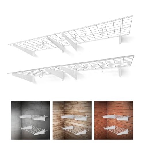 72 in. W x 18 in. D Wall Mounted Garage Wall Shelving w (6 ft. x 1.5 ft. Pack of 2 / White)