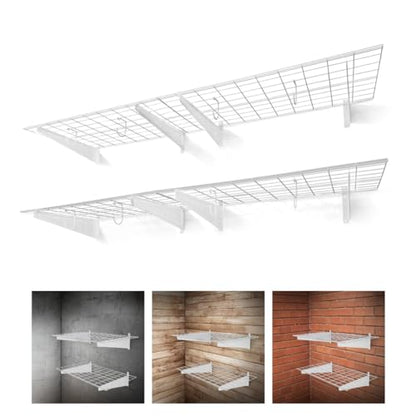 72 in. W x 18 in. D Wall Mounted Garage Wall Shelving w (6 ft. x 1.5 ft. Pack of 2 / White)