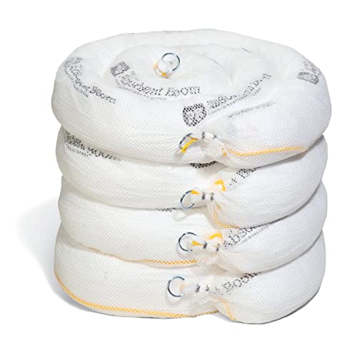 Oil Boom - Oil-Only Absorbent Boom - 4 Pack - 5" x 10' Boom - Absorbs up to 6 gallons per Boom - BOM405 (5" x 10')
