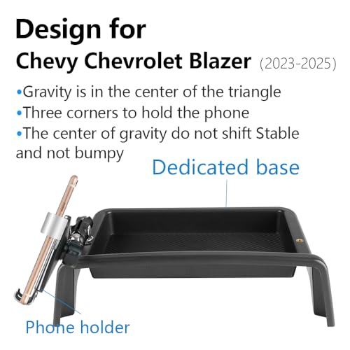 Car Phone Holder Center Console Organizer Tray for Chevrolet Chevy Blazer 2023 2024 2025 2026 [Not Fit Blazer EV] Auto Interior Accessories Cell Phones Mount Dashboard Screen Mobile CellPhone Stand