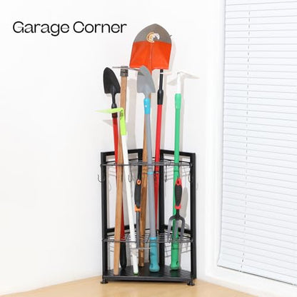 Garden Tool Organizer for Garage Corner (Triangel-Black)