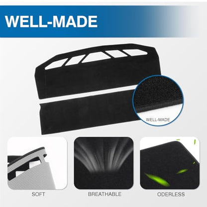 Black Dash Cover for Tesla Cybertruck 2024 2025 2026 Polyester Dashboard Cover Non (Cybertruck 24-26(Black))