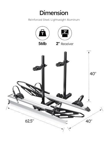 Young Hitch Mount Bike Rack with Ramp (200 lbs 2 E-Bike Rack with Ramp)