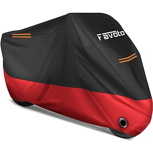 Motorcycle Cover Waterproof Outdoor Motorcycle Cover Heavy Duty (Red / 96.5")