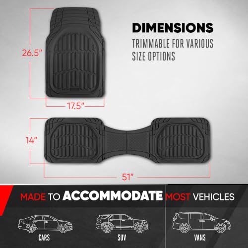 FlexTough LITE Rubber Car Mats Full Set (Full Set Lite (Sedan, Compact) / Black)