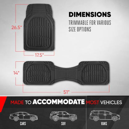 FlexTough LITE Rubber Car Mats Full Set (Full Set Lite (Sedan, Compact) / Black)