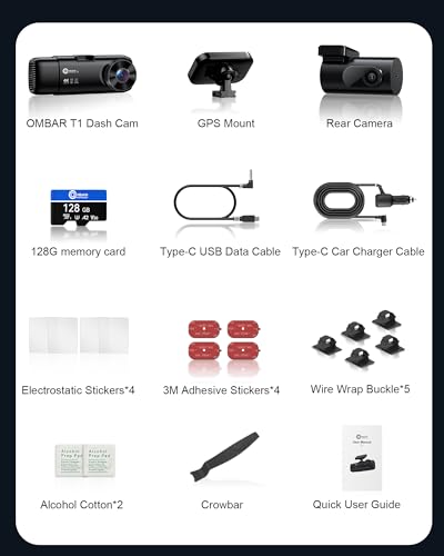 T1 4K 3 Channel Dash Cam (Black)