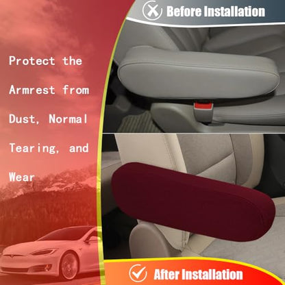 2PC Car Front Seat Armrest Covers (Wine Red-2PC)