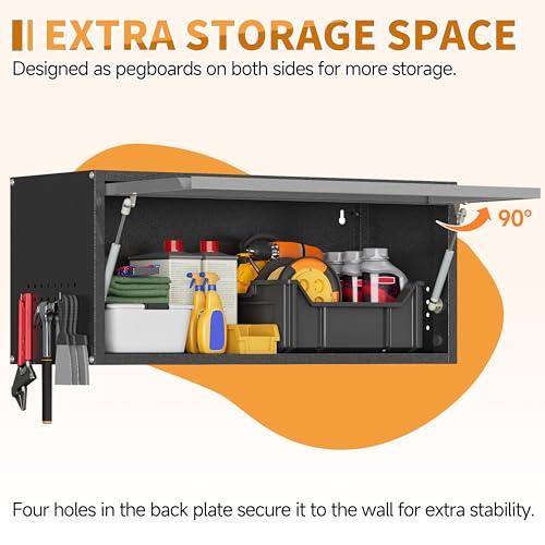 Metal Garage Wall Cabinet with Up (Black&gray / 13.8"H Wall Cabinet(1-Door))