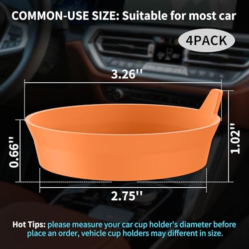 Car Cup Holder Coasters [4 Pack] Silicone Cups Mats (4pack-orange)
