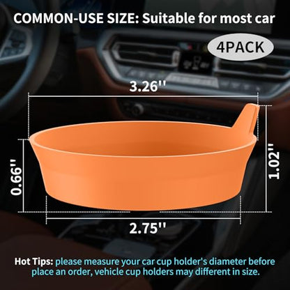 Car Cup Holder Coasters [4 Pack] Silicone Cups Mats (4pack-orange)