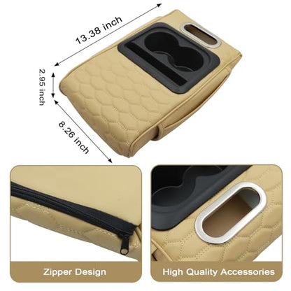 Beige Car Center Console Armrest Pillow (Beige Tan)