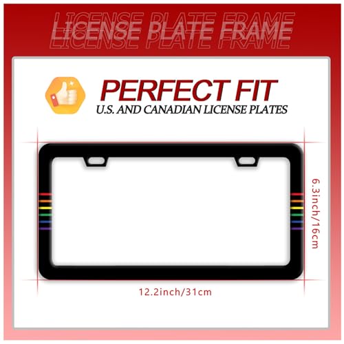 Gay Rainbow Line License Plate Frame Funny LGBT License Plate Frames (Gay Rainbow Line)