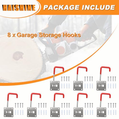 Garage Hooks 8 Pack Adjustable Hooks for Wall Storage (8 Packs)