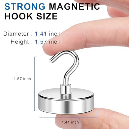 Magnetic Hooks Magnet Hook for Cruise Cabins 170LBS 12P Essentials (Silver / 1.41in)