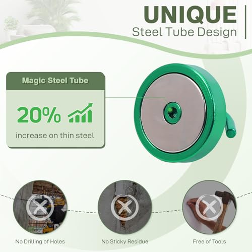 Magnetic Hooks Steel Tube Design for Cruise (Green / 100lb Magnetic Hooks)