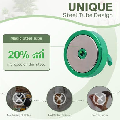 Magnetic Hooks Steel Tube Design for Cruise (Green / 100lb Magnetic Hooks)