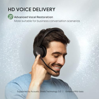 BH70 Mono Bluetooth Teams Headset with AI Mic for Work from Home PC (Black (Teams) / Mono (USB-C to A))